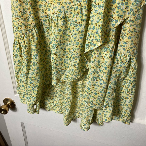 Lulu's believe in me yellow floral print wrap midi skirt womens XS - Picture 4 of 8